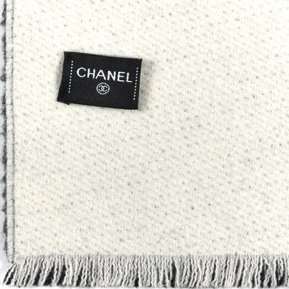Chanel Cashmere CC Scarf Black White 4 of 4