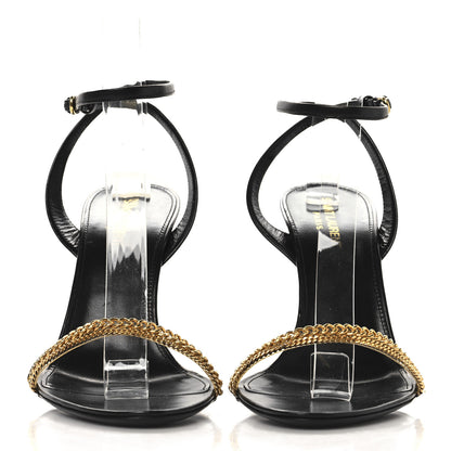 Saint Laurent Calfskin Chain Ankle Strap Sandals 39.5 Black 3 of 8