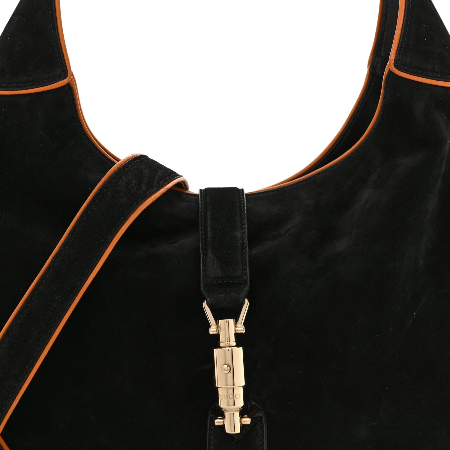 Gucci Nubuck Medium New Jackie Shoulder Bag Black Orange 8 of 12