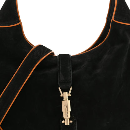 Gucci Nubuck Medium New Jackie Shoulder Bag Black Orange 8 of 12