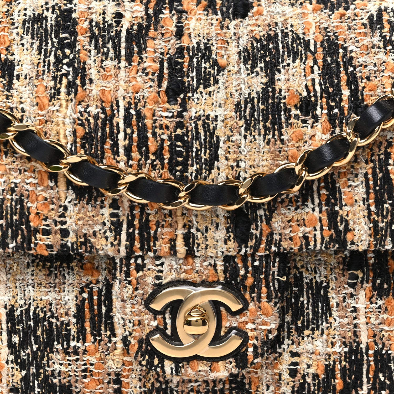 Chanel Tweed Mixed Fibers Leopard Print Small Souplissimo Maxi Flap Brown Black White 7 of 10