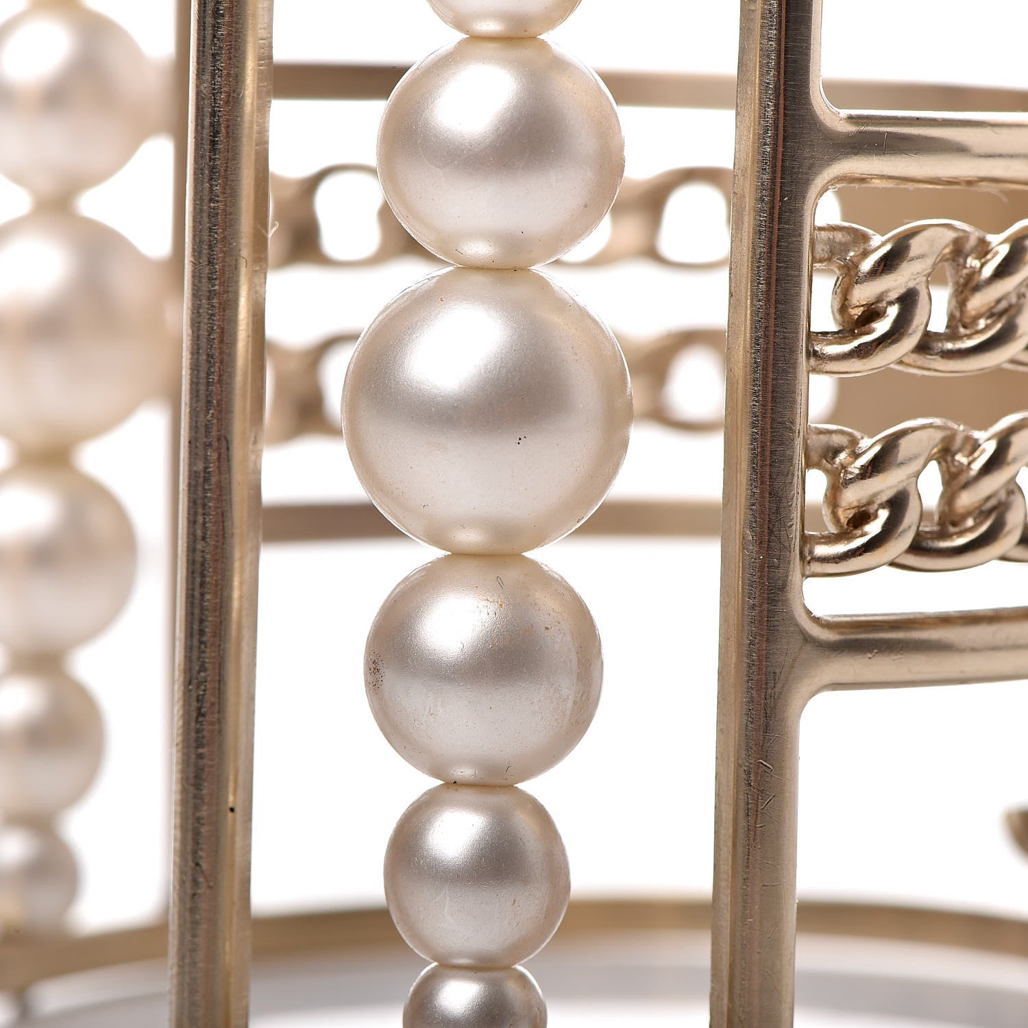 Chanel Metal Pearl Logo CC Cuff Gold 7 of 8