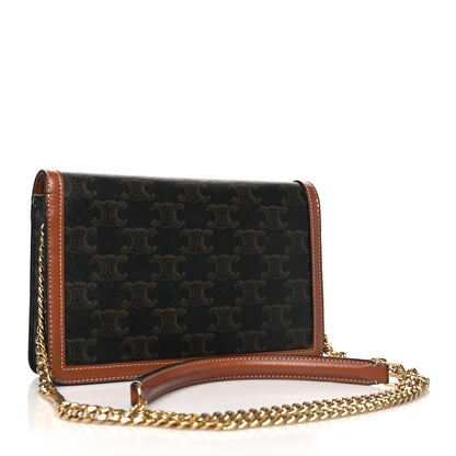 Celine Triomphe Canvas Calfskin Envelope Bag Tan 3 of 13