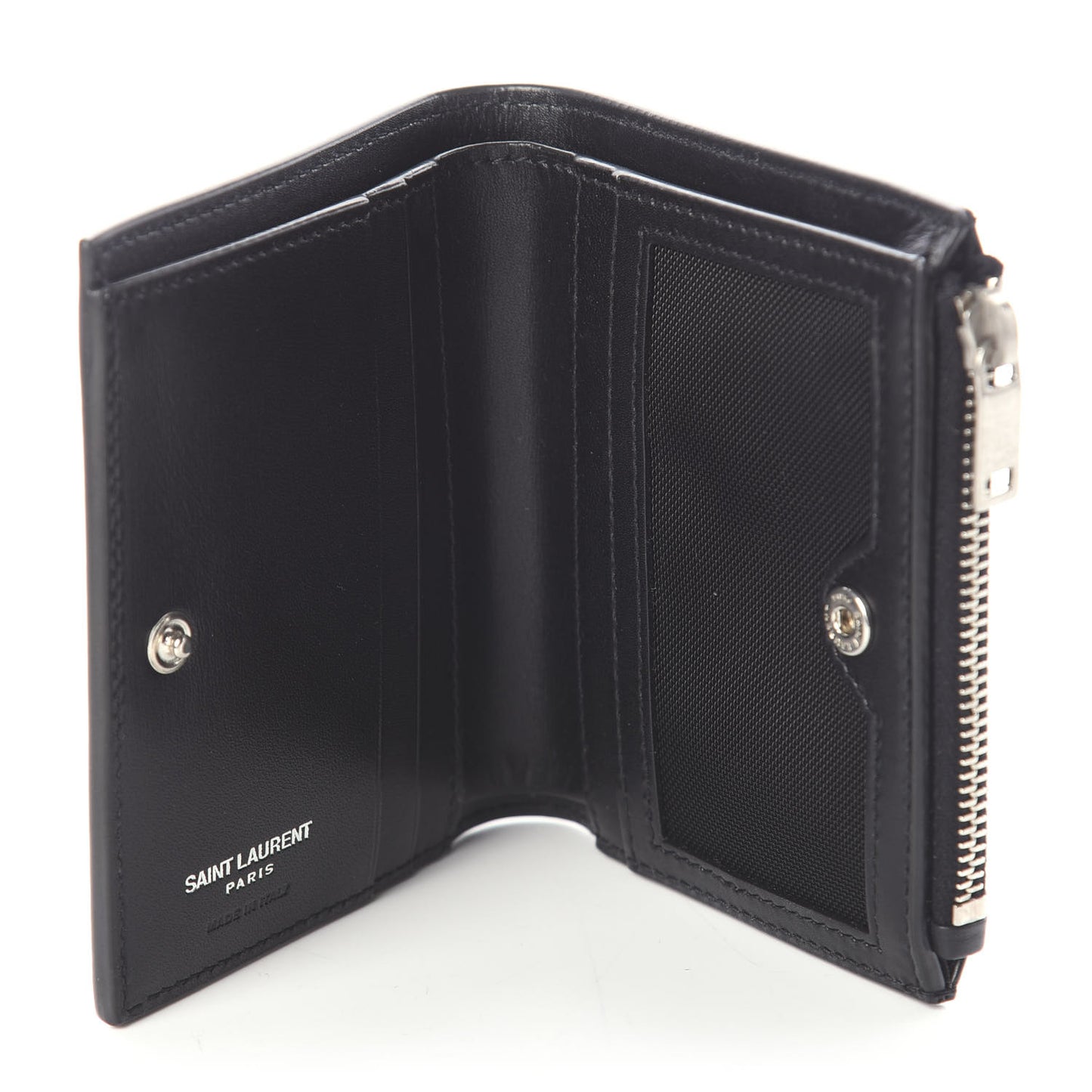 Smooth Calfskin Monogram Zipped Card Case Black