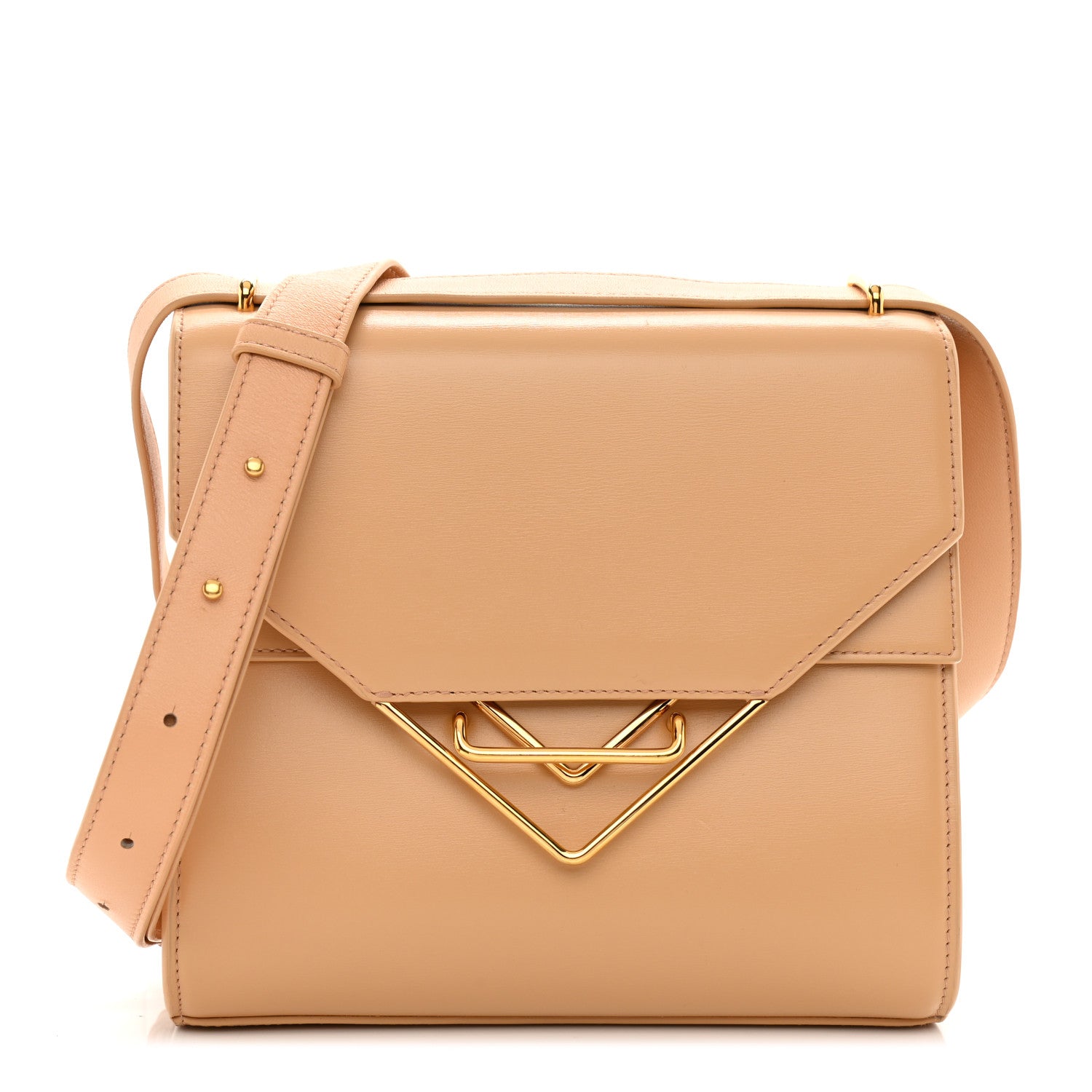 Bottega Veneta Box Calfskin Nappa Clip Bag Almond Gold 1 of 10