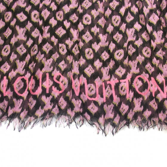 Louis Vuitton Silk Cashmere Monogram Ikat Stole Noir 4 of 6