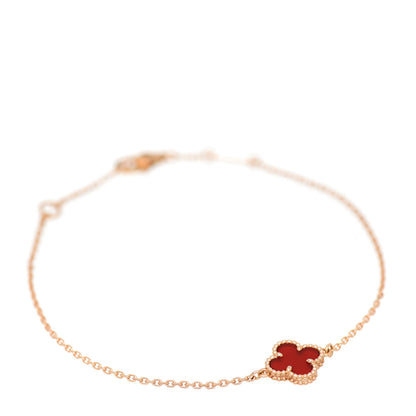 Van Cleef & Arpels 18K Rose Gold Carnelian Sweet Alhambra Bracelet 1 of 6