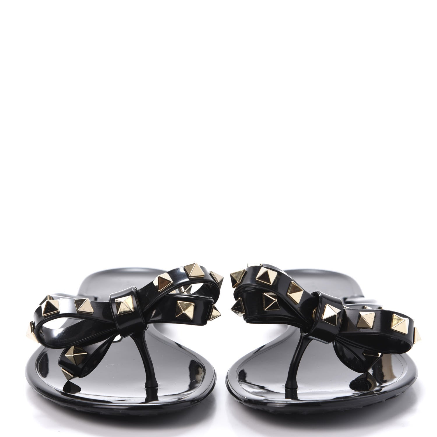 Valentino Garavani PVC Jelly Rockstud Bow Thong Sandals 36 Black 2 of 9