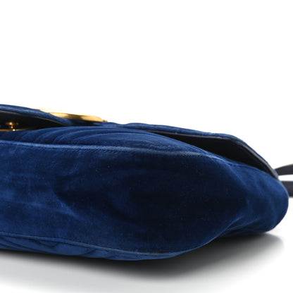 Gucci Velvet Matelasse Medium GG Marmont Shoulder Bag Cobalt Blue 10 of 14