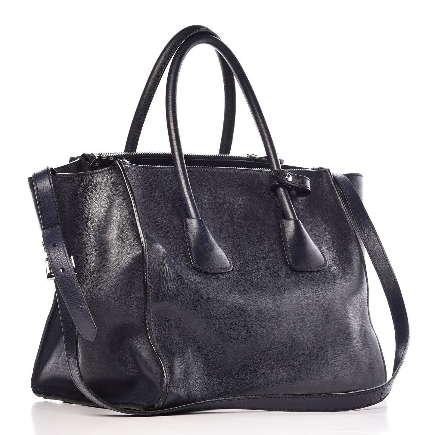 Glace Calfskin Twin Pocket Tote Baltico