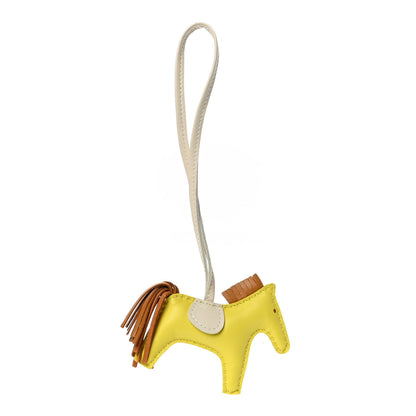 Hermes Milo Lambskin Grigri Rodeo Horse Bag Charm PM Lime Sesame Craie 3 of 4