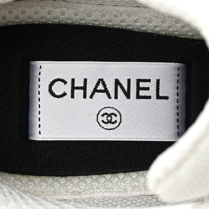 Chanel Calfskin Fabric Womens CC Sneakers 38.5 Black White Silver 7 of 8