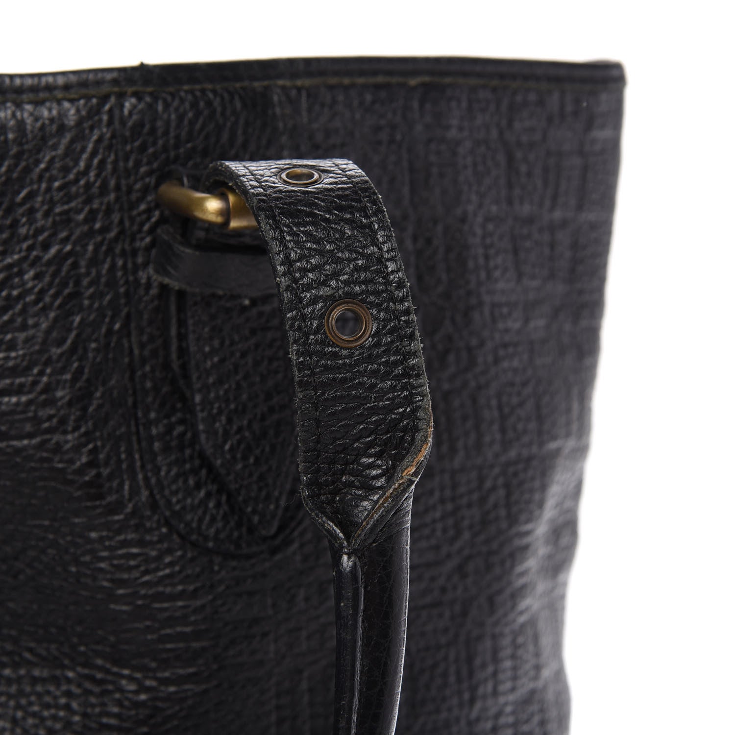 Burberry Signature Grain Calfskin Check Embossed Tote Black 11 of 12