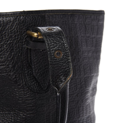 Burberry Signature Grain Calfskin Check Embossed Tote Black 11 of 12