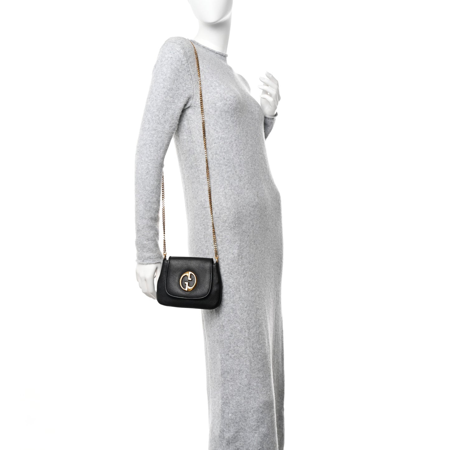 Pebbled Calfskin Small 1973 Chain Shoulder Bag Black