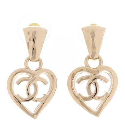 Chanel Metal CC Heart Coco In Love Drop Earrings Gold 1 of 5