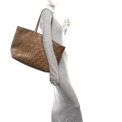 Fendi Velluto Jacquard Vitello Grace FF Large Reversible Shopping Tote Cappuccino Sand 2 of 13