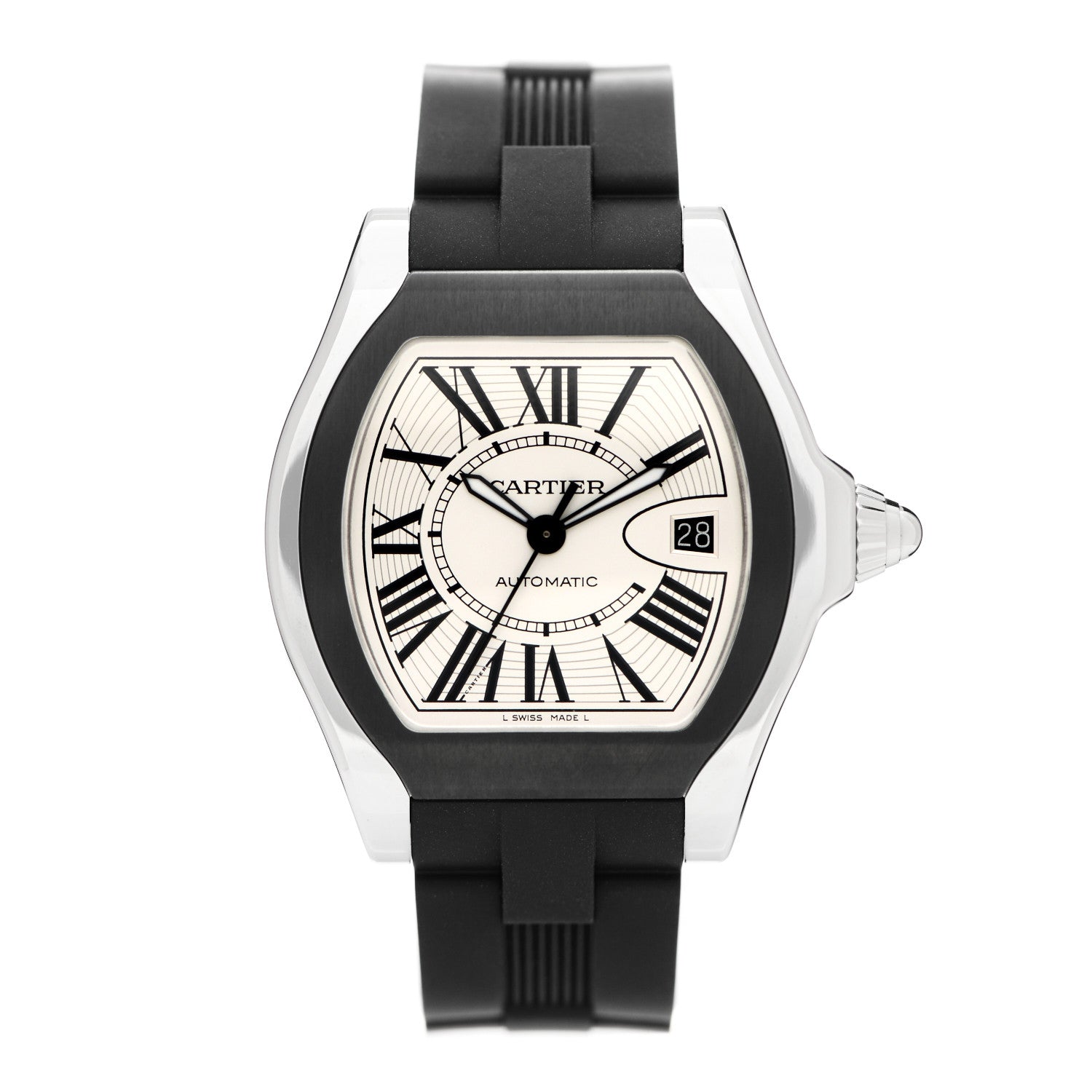 Cartier Stainless Steel Rubber 37mm Roadster Automatic Watch 1 of 4