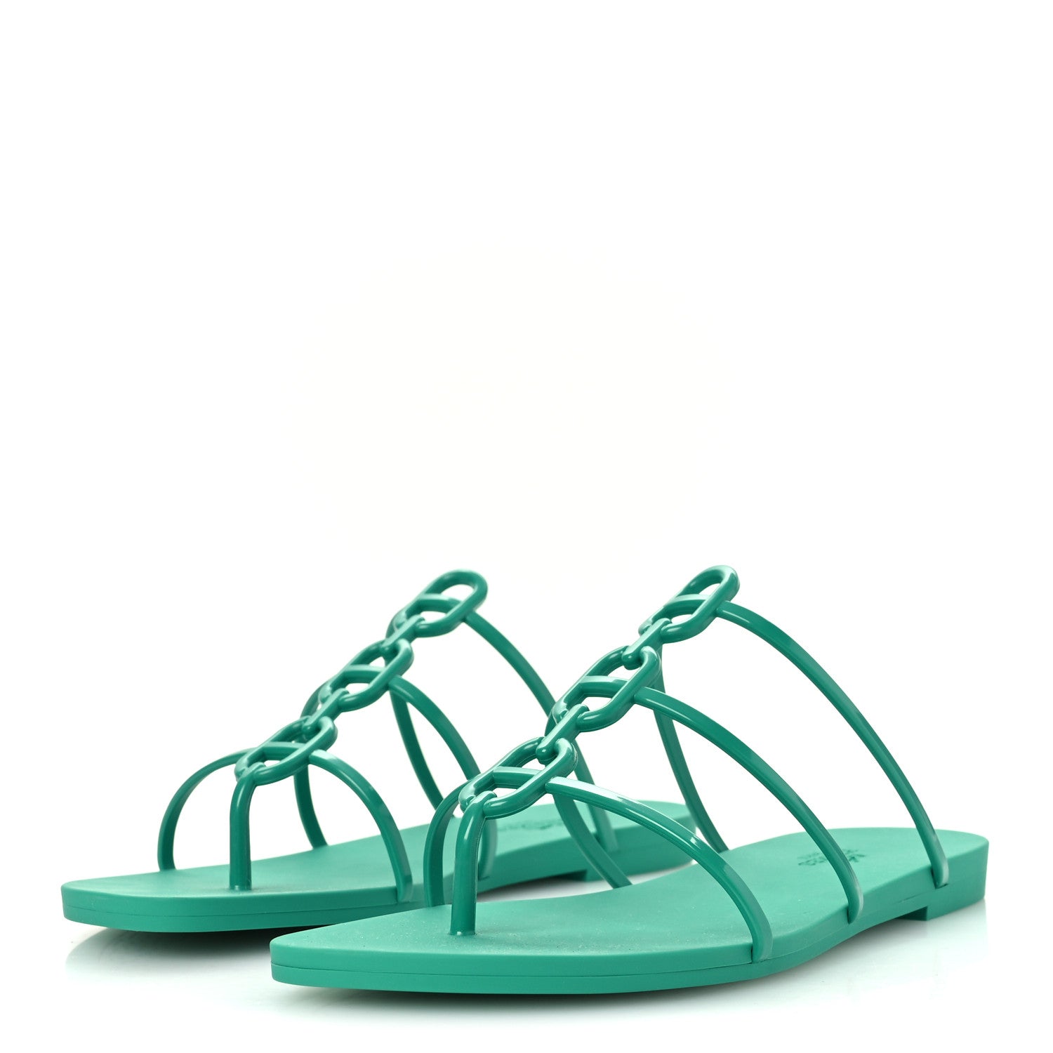 Hermes Rubber Womens Mykonos Sandals 37 Vert Tourmaline 4 of 9
