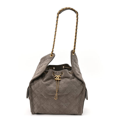 Chanel Suede Quilted Medium Chanel 25 Handbag Dark Grey 1 of 10