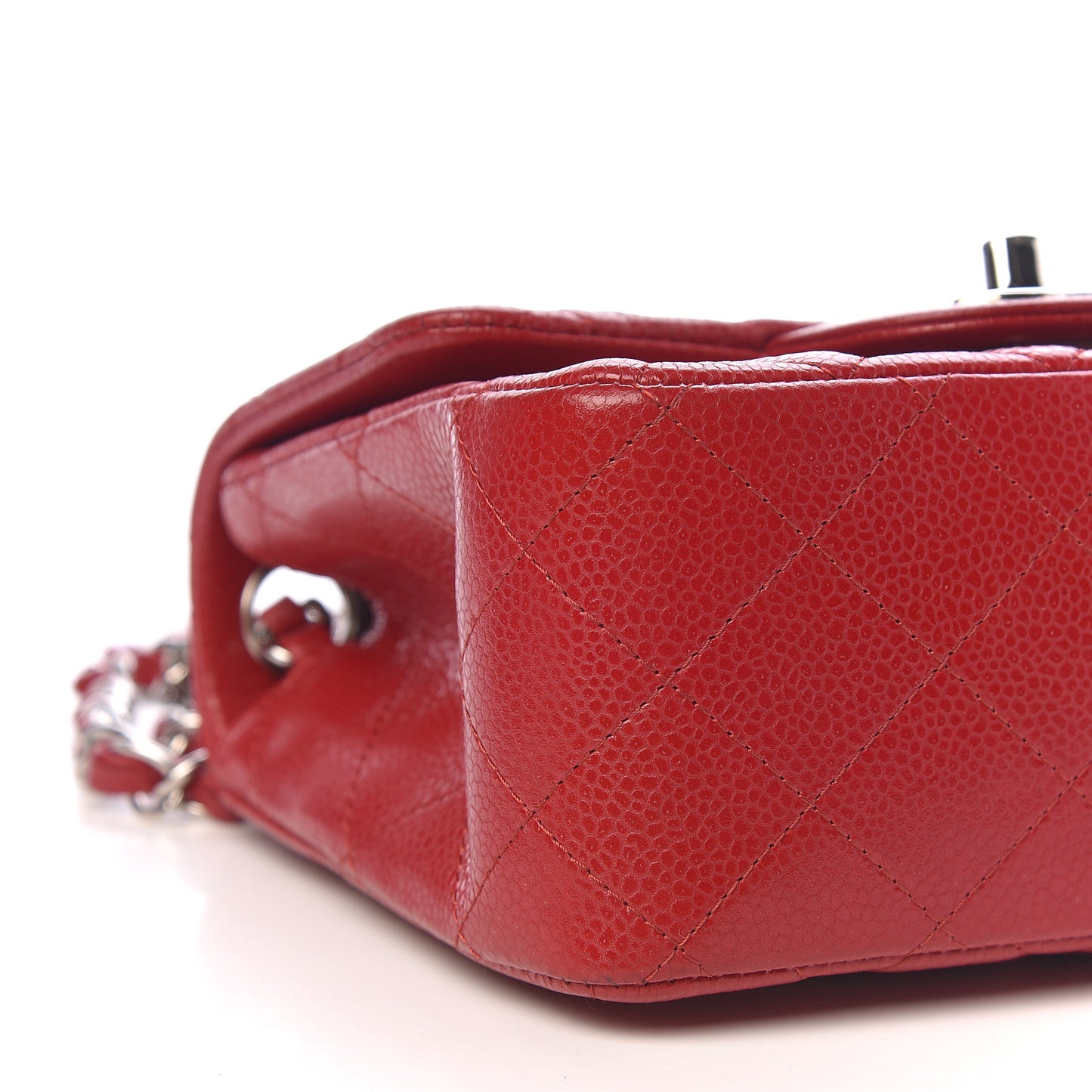 Caviar Quilted Mini Square Flap Red