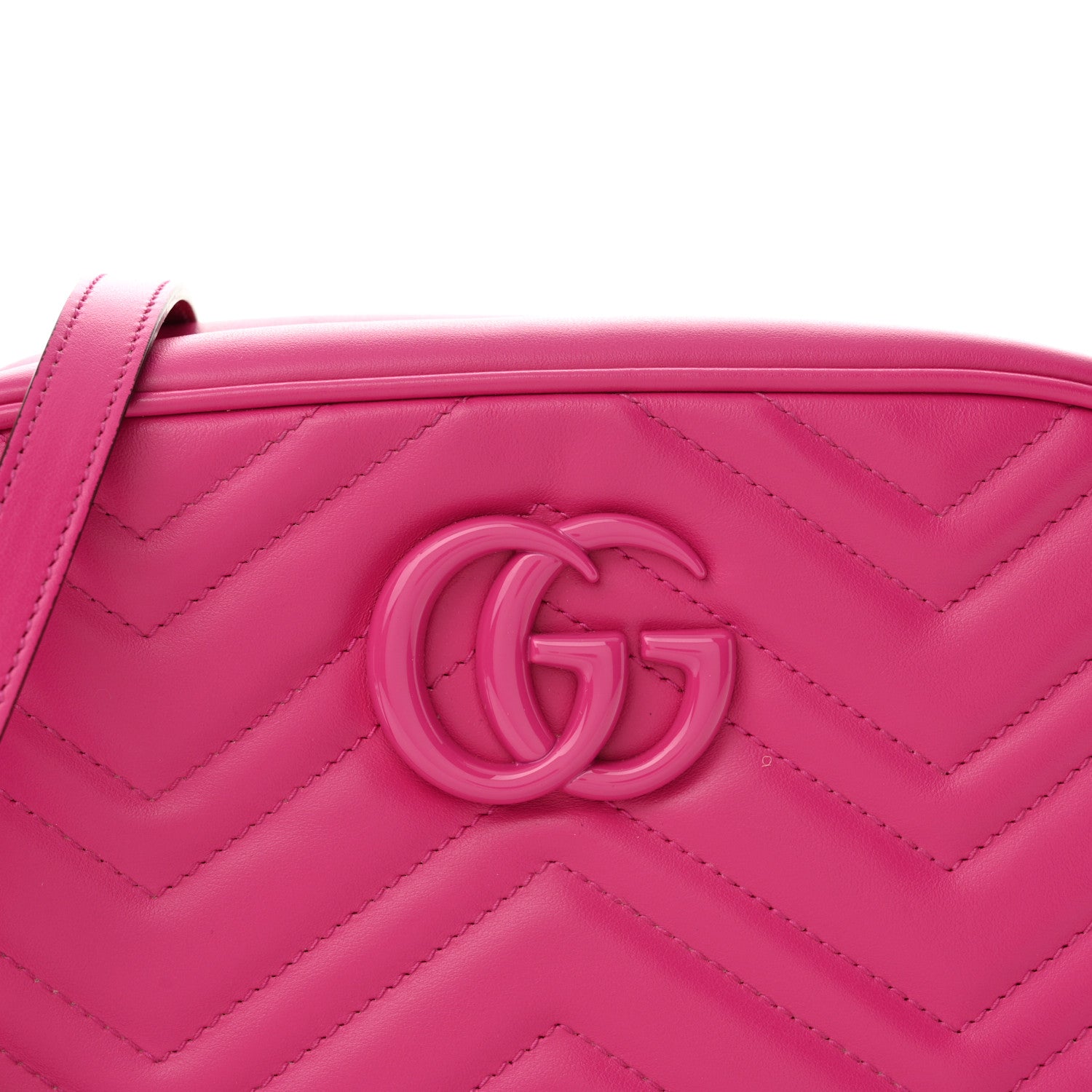 Gucci Calfskin Matelasse Monochrome Small GG Marmont Chain Shoulder Bag Classic Fuxia 8 of 11