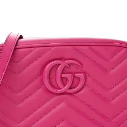 Gucci Calfskin Matelasse Monochrome Small GG Marmont Chain Shoulder Bag Classic Fuxia 8 of 11