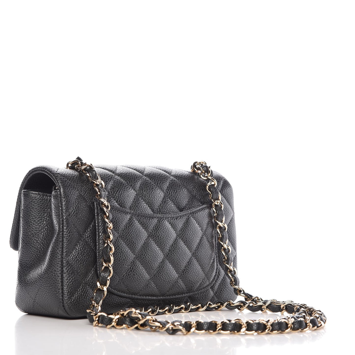 Caviar Quilted Mini Rectangular Flap Dark Grey