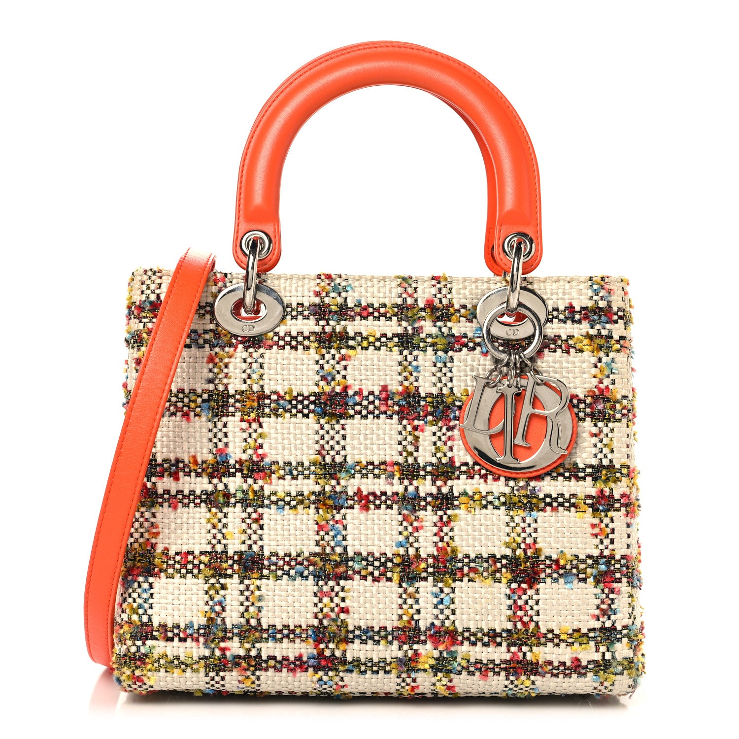 Christian Dior Tweed Medium Lady Dior  Orange Multicolor 1 of 11