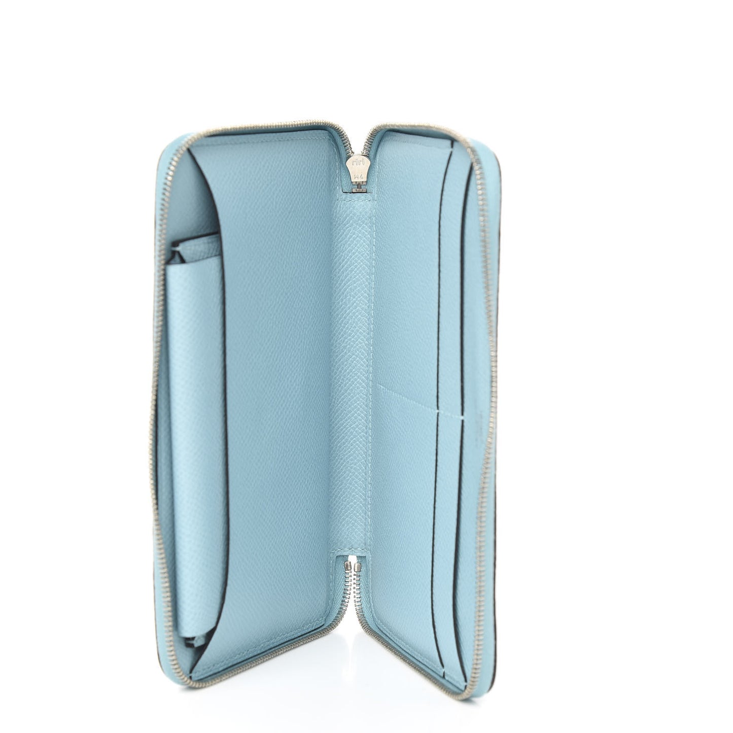 Epsom Printed Silk Flamingo Party Soie-Cool Wallet Mykonos Bleu Atoll