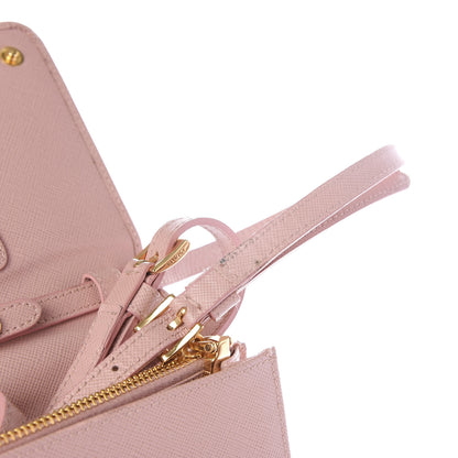 Prada Saffiano Metal Flap Wallet with Strap Orchidea 10 of 10