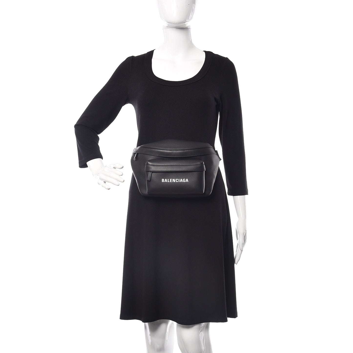 Smooth Calfskin Logo Large Everyday Beltpack Black White