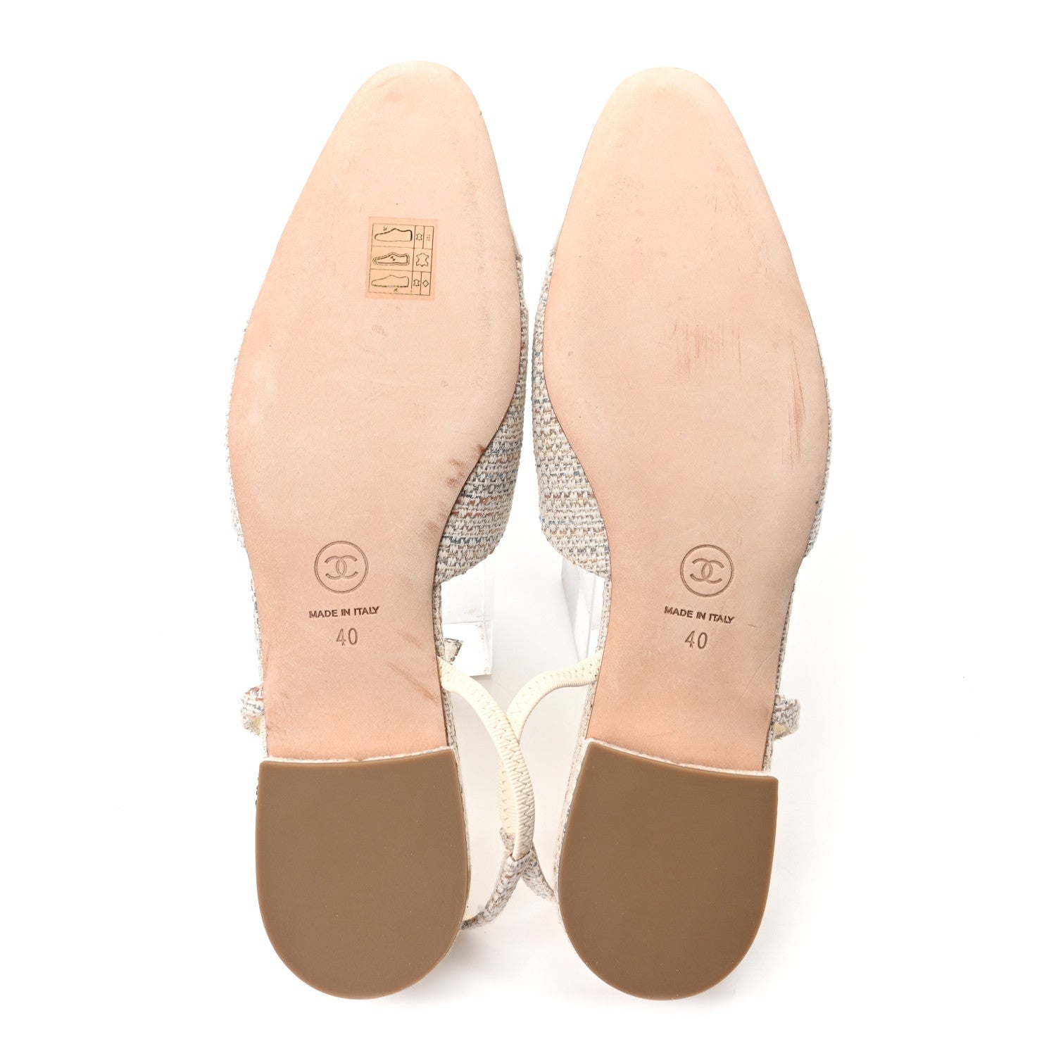 Chanel Tweed Patent Cap Toe CC Slingback Flats 40 Grey 6 of 9
