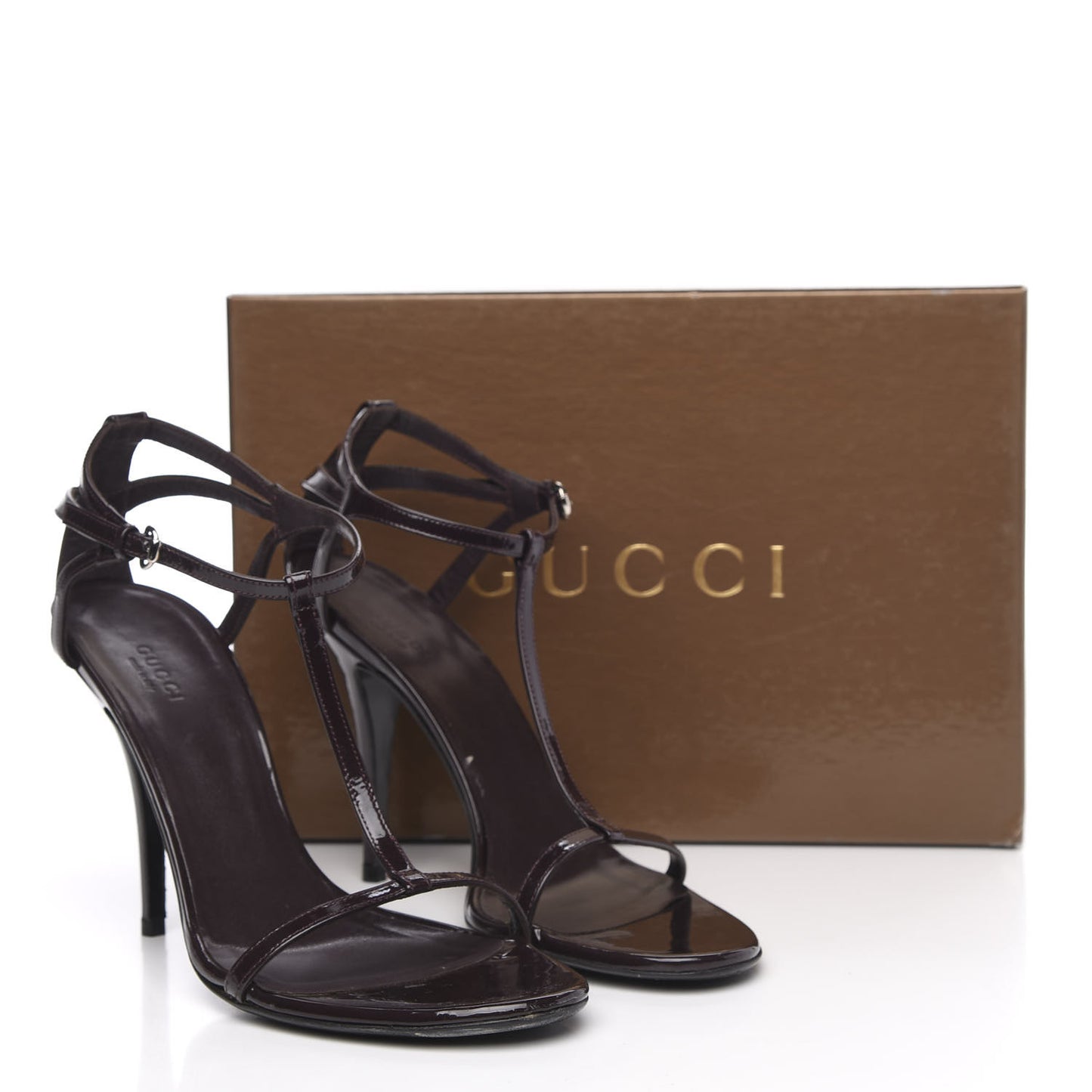 Patent T-Strap Sandals 9 Burgundy