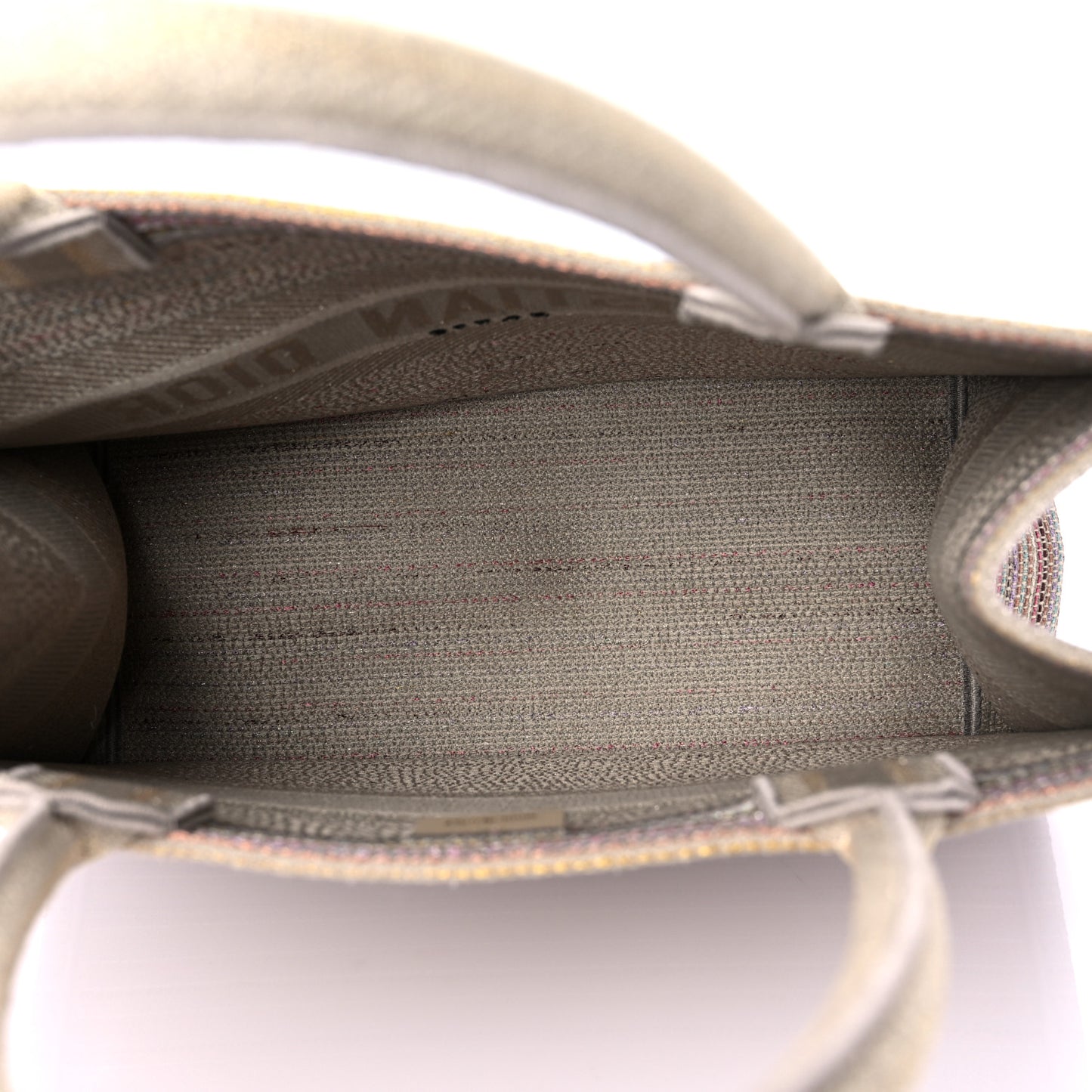 Canvas Embroidered Medium Stripes Book Tote Beige Multicolor