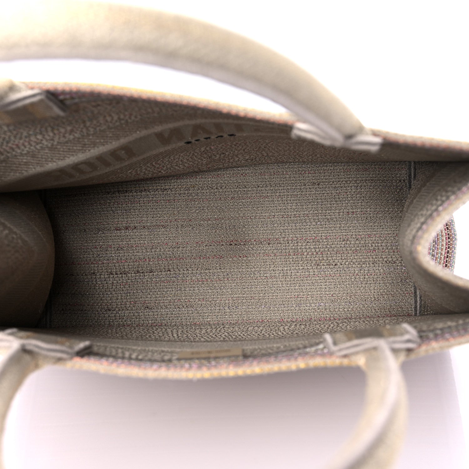 Christian Dior Canvas Embroidered Medium Stripes Book Tote Beige Multicolor 5 of 10