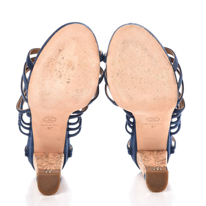Chanel Suede Cork Sandals 37 Dark Blue 7 of 19