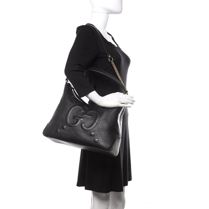 Gucci Apollo Calfskin GG Dadini Embroidered Large Hobo Black 2 of 16