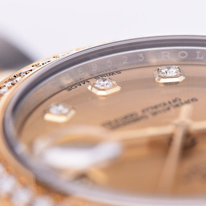 Rolex Stainless Steel 18K Yellow Gold Diamond Bezel 31mm Oyster Perpetual DateJust Watch Champagne 3 of 9