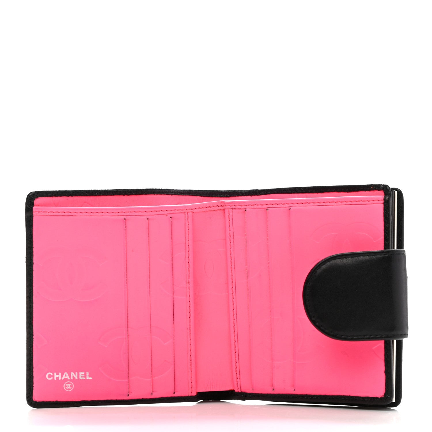Chanel Calfskin Quilted Cambon Bi-Fold Wallet Black White 5 of 9