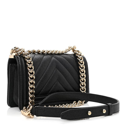 Chanel Caviar Chevron Quilted Small Boy Flap Black 3 of 10
