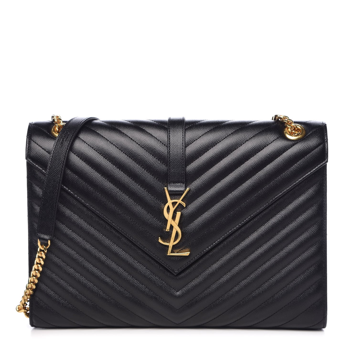 Grain De Poudre Matelasse Chevron Large Monogram Satchel Black