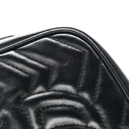 Gucci Calfskin Matelasse Mini GG Marmont Chain Shoulder Bag Black 10 of 11