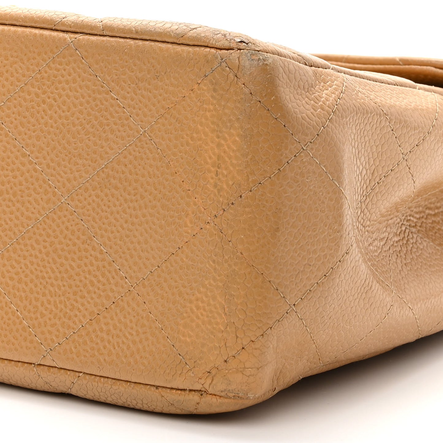 Caviar Quilted Jumbo Single Flap Beige
