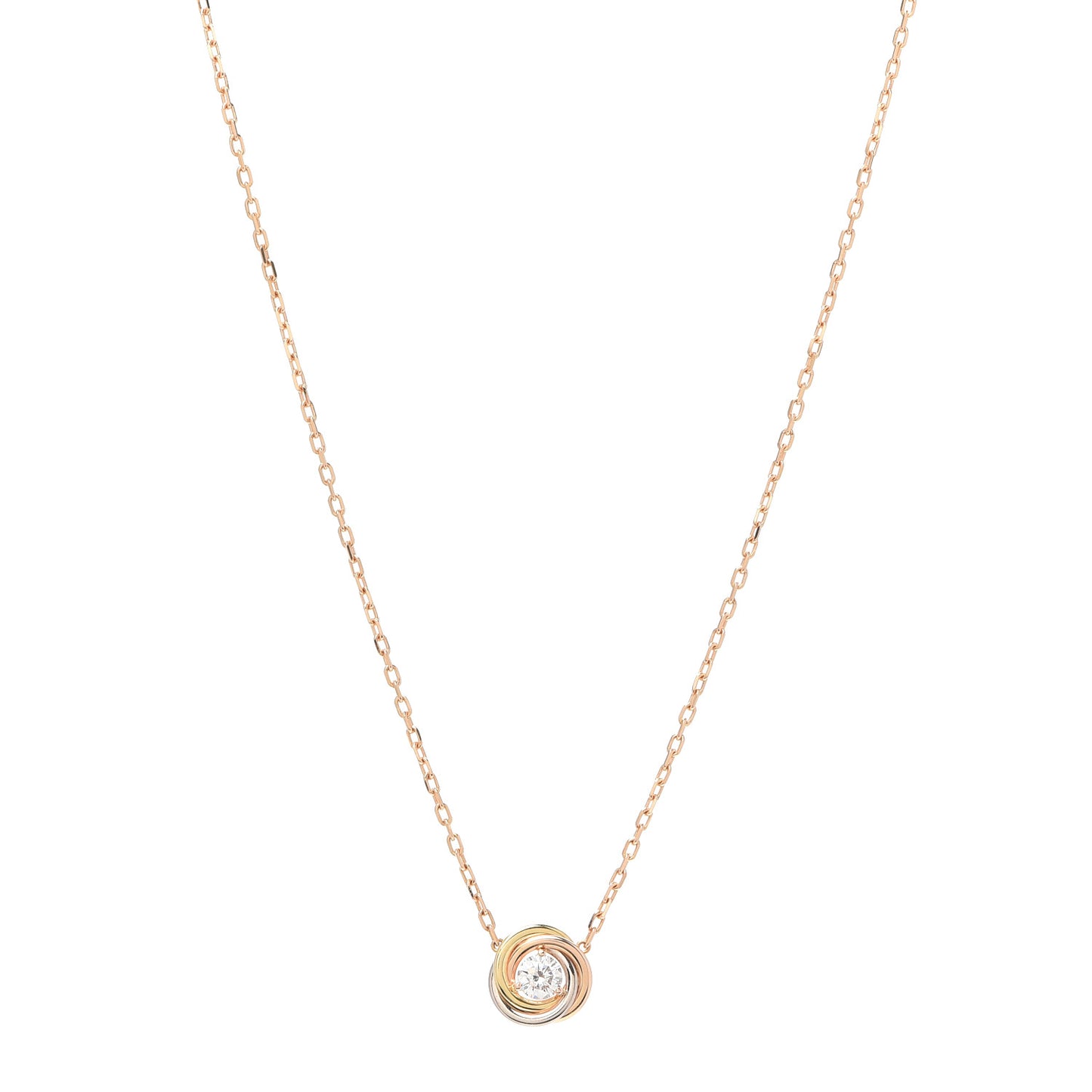 18K Pink White Yellow Gold Diamond Trinity De Cartier Pendant Necklace