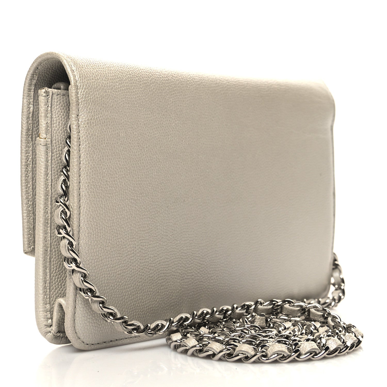 Chanel Caviar Sevruga Wallet on Chain WOC Silver 3 of 14