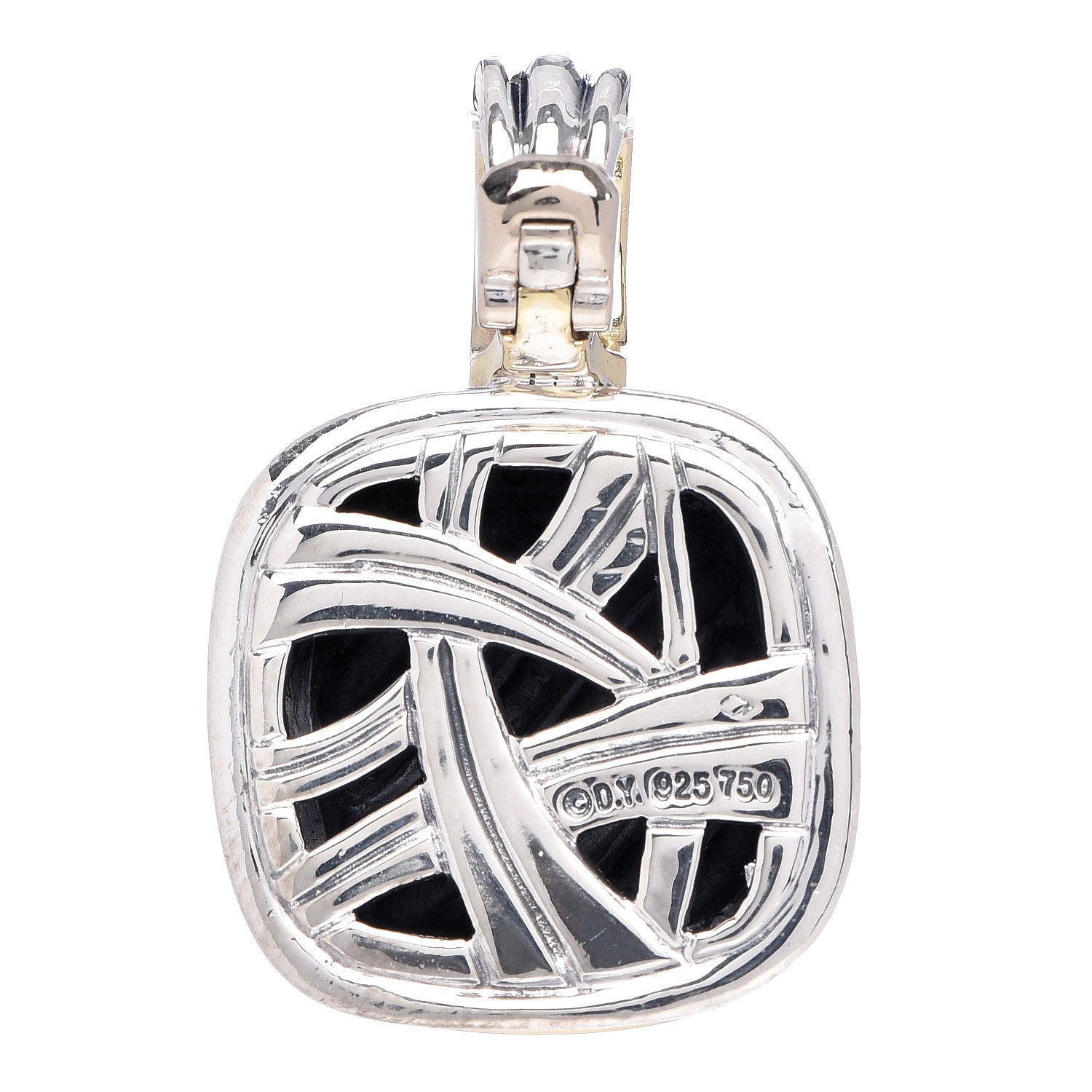 David Yurman Sterling Silver 18K Yellow Gold 16mm Sculpted Cable Enhancer Pendant 3 of 3