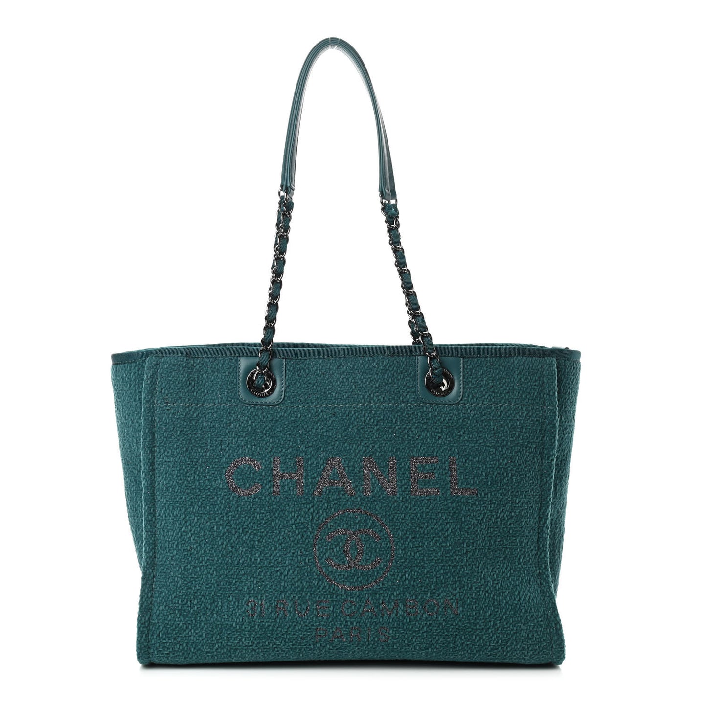Lurex Boucle Small Deauville Tote Turquoise