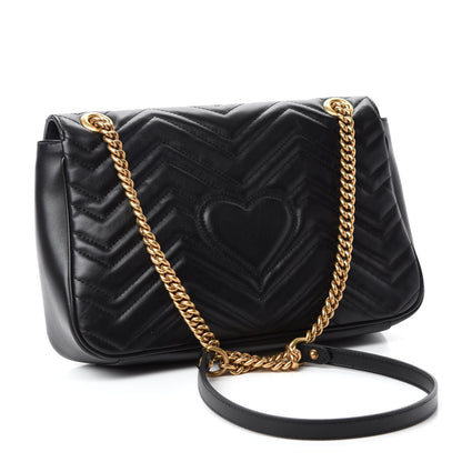 Gucci Calfskin Matelasse Medium GG Marmont Shoulder Bag Black 4 of 11