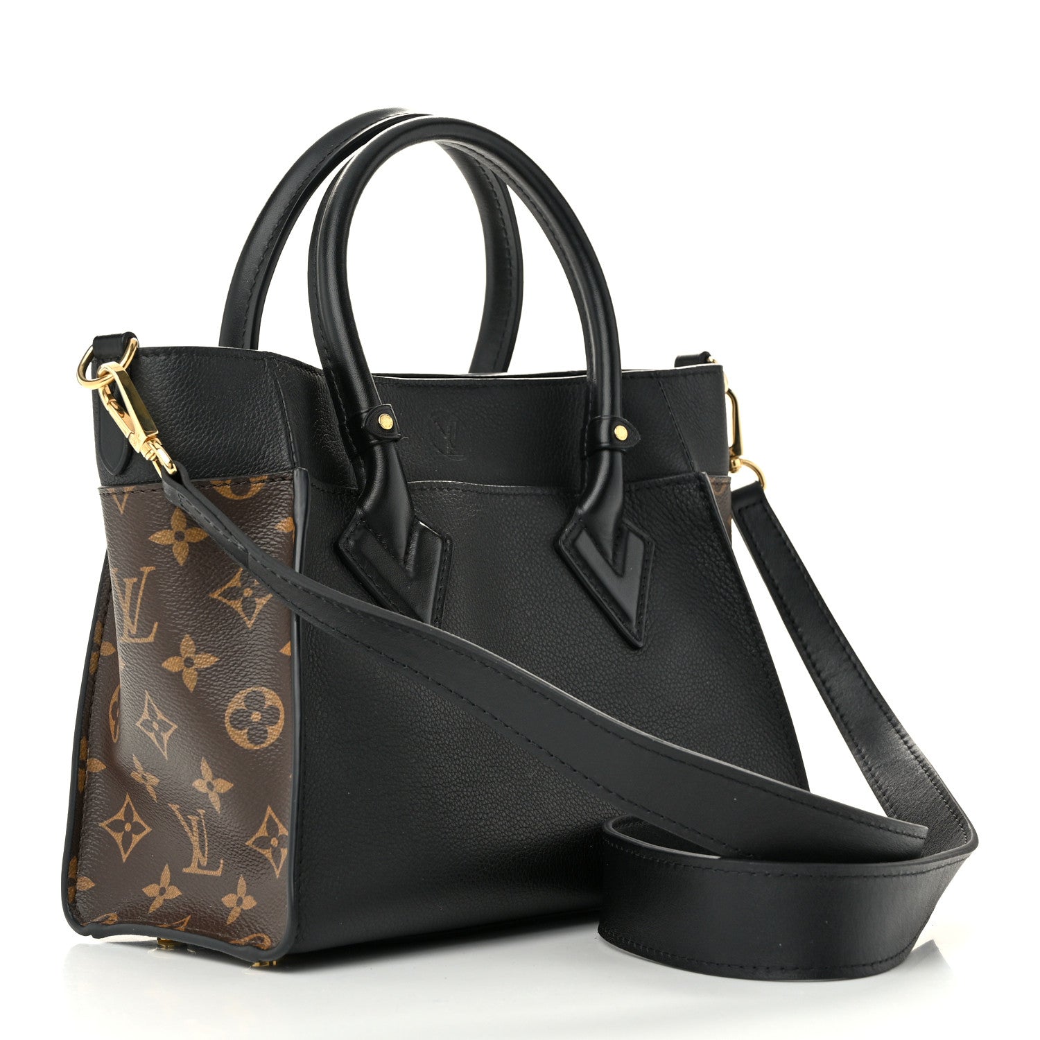 Louis Vuitton Calfskin Monogram On My Side PM Black 3 of 9